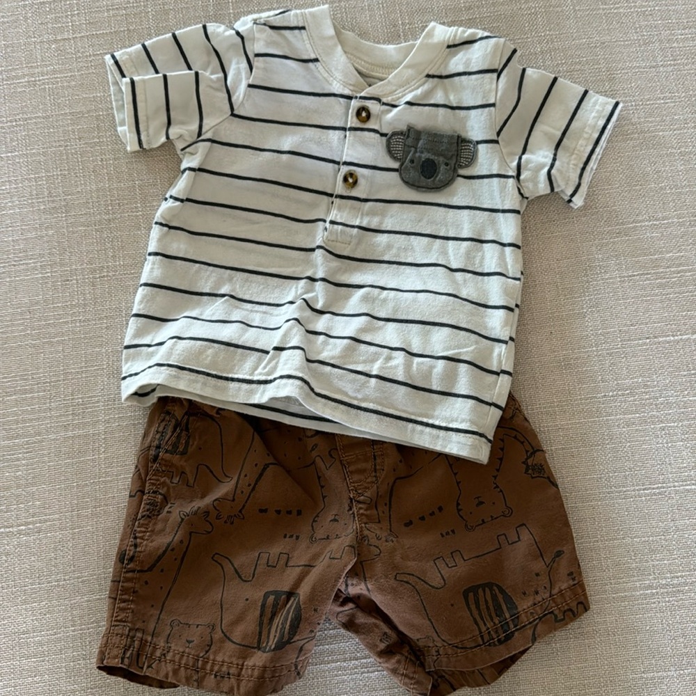 🐨 Safari Henley Tee Short Outfit 🦒